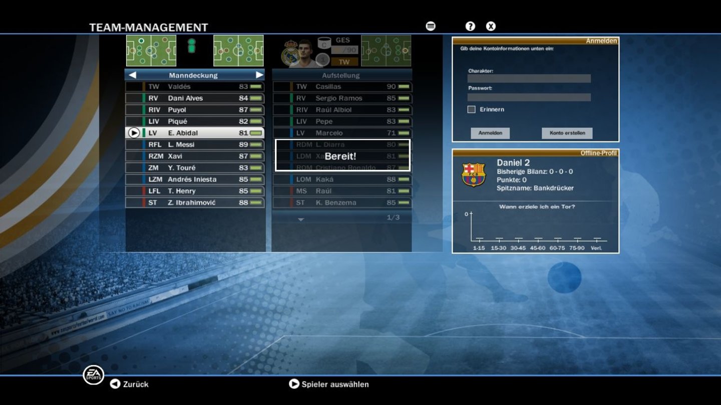 FIFA 10Standardtaktiken wie etwa die Manndeckung können Sie auch in FIFA 10 festlegen.
