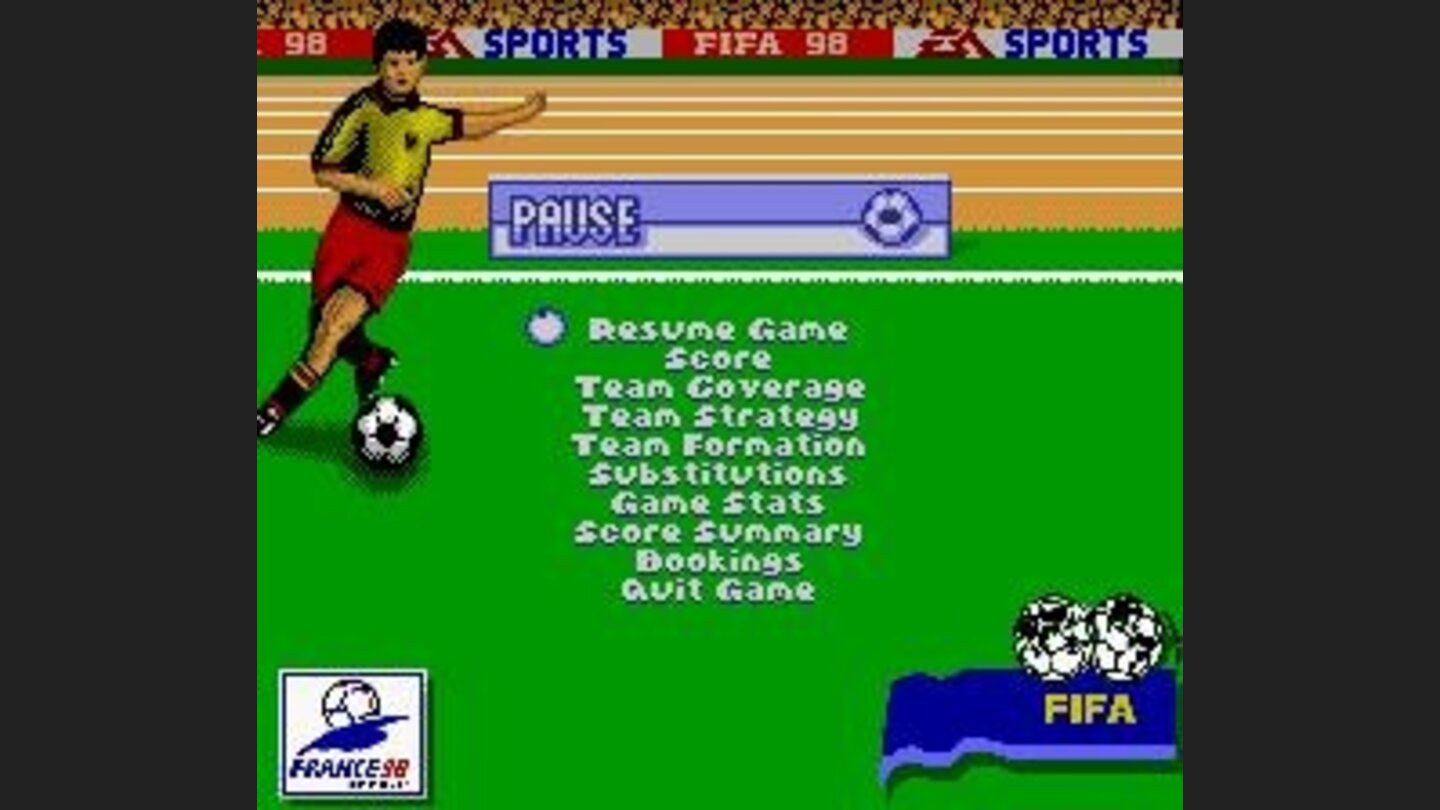 Options during the match.