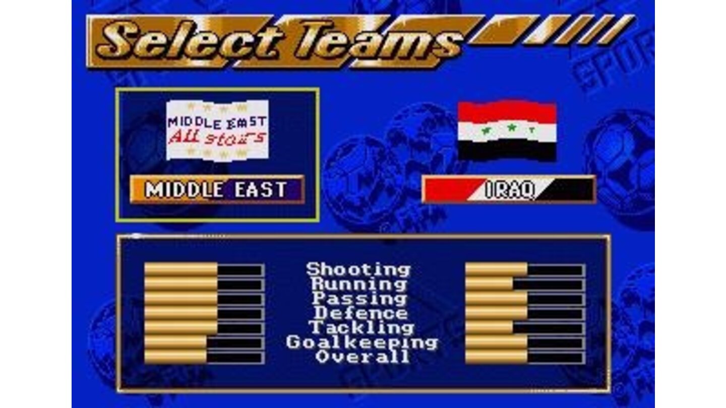 Team selection screen