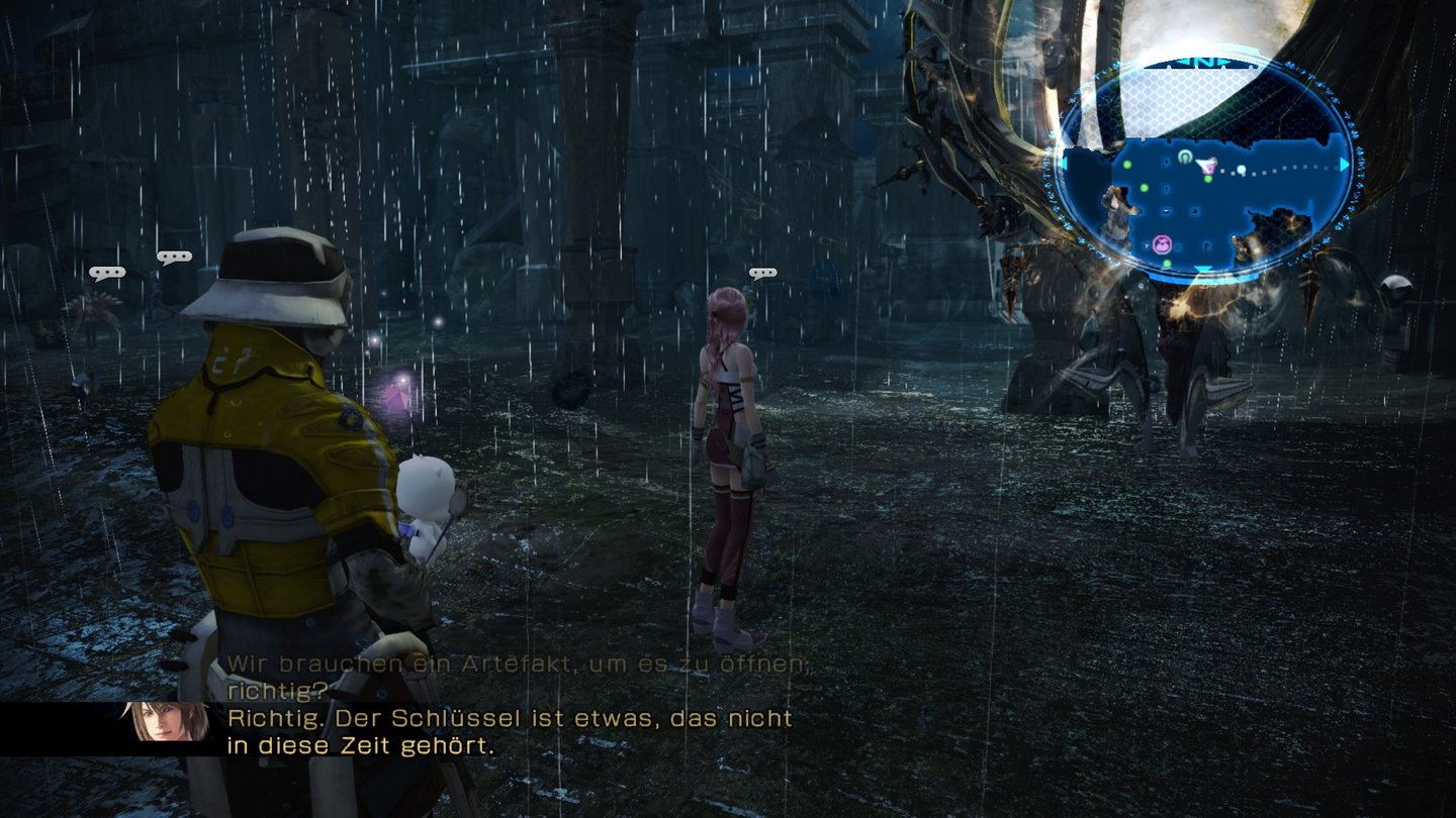 Final Fantasy 13-2 - Screenshots aus der PC-VersionEs ist nicht alles eitel Sonnenschein: Auf ihrer Zeitreise sehen sich Sera und Noel auch Regen und Sturm ausgesetzt.