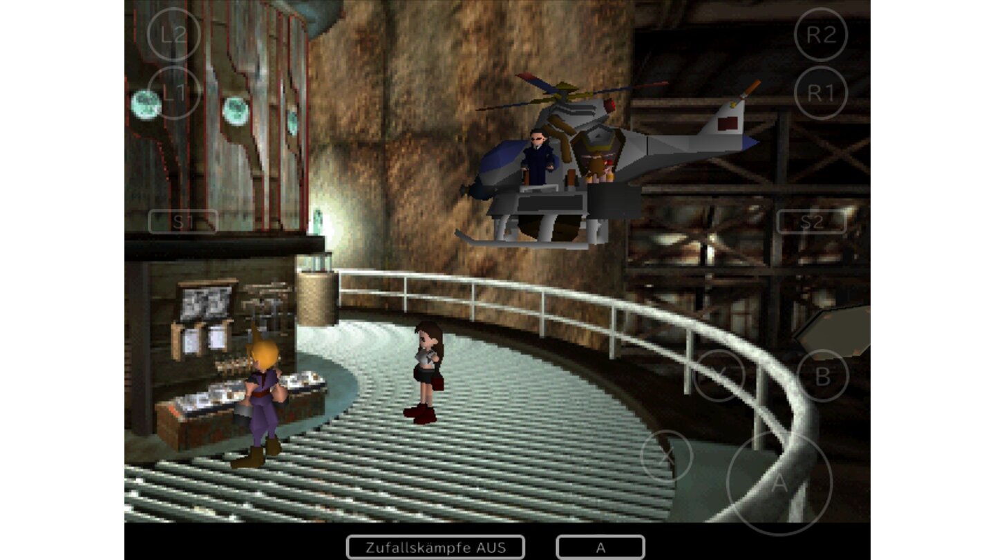 Final Fantasy 7 iOSDer Bruch zwischen Hintergründen (bzw. integrierten Rendersequenzen) und Charakteren ist groß.