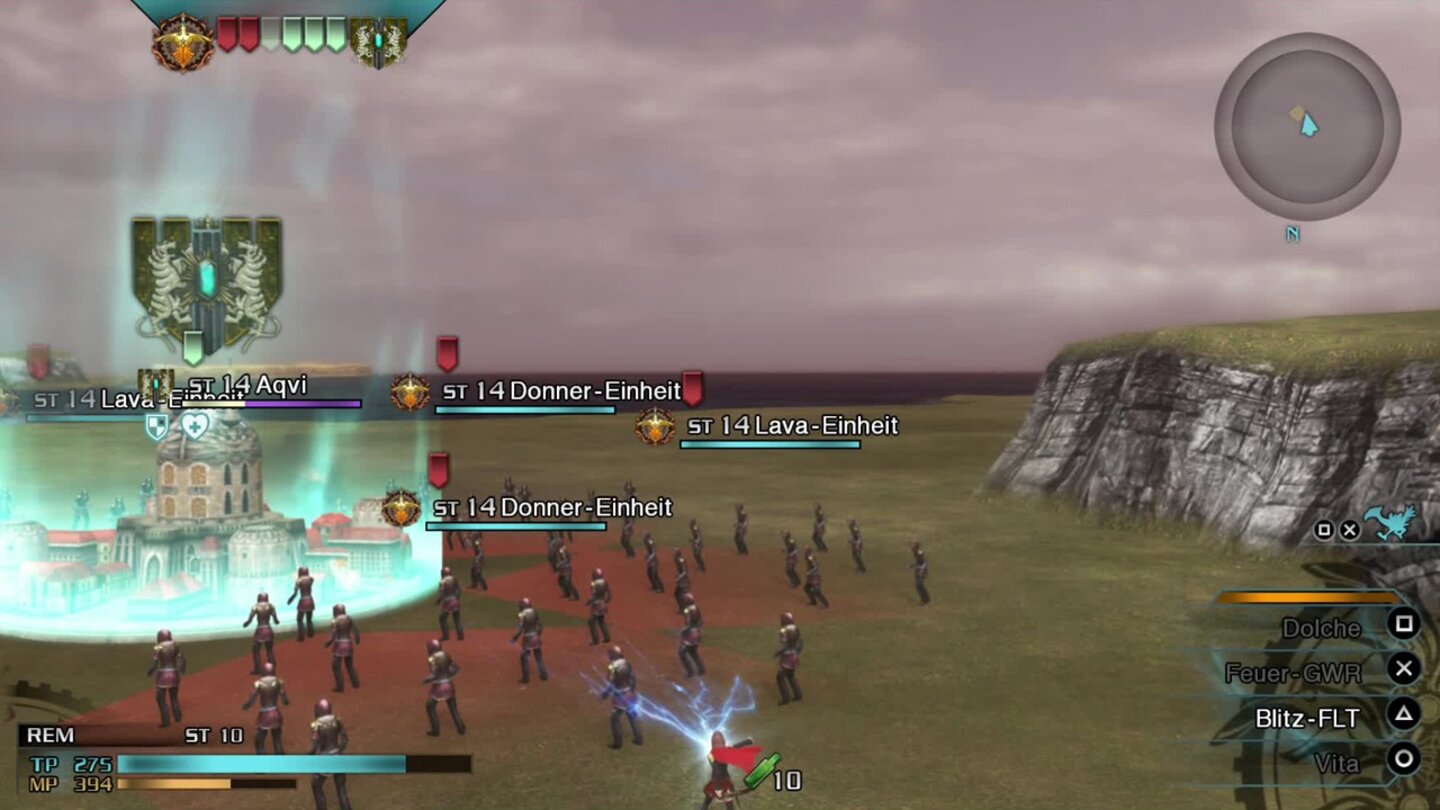 Final Fantasy Type-0 HDManche Missionen führen uns auf die Weltkarte, wo wir die Armeen bei Belagerungen unterstützen.