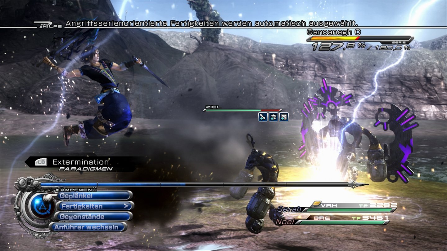 Final Fantasy XIII-2In den Kämpfen passiert soviel auf dem Bildschirm, dass man gar nicht weiß, wohin man zuerst schauen soll.