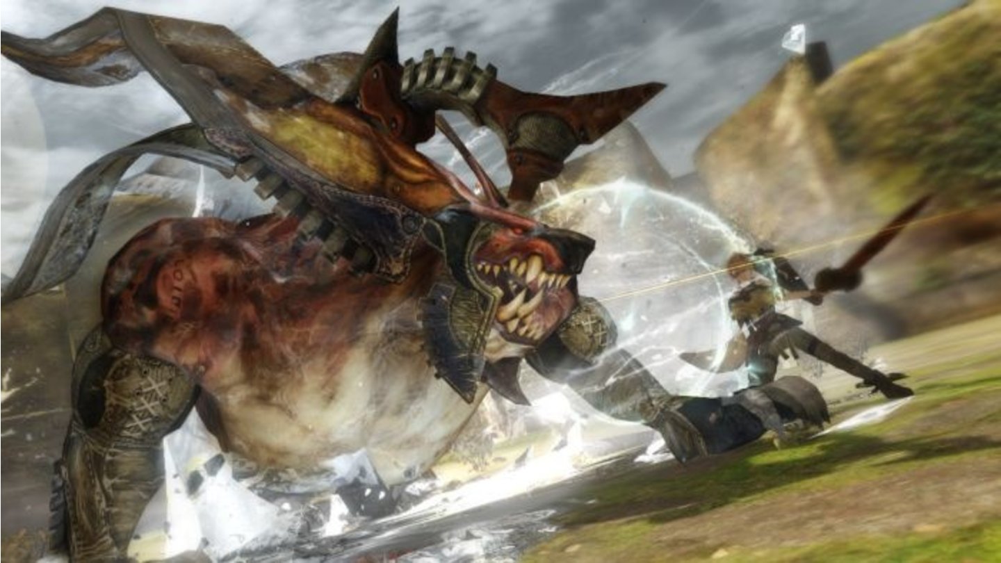Lightning Returns: Final Fantasy 13Ein alter Bekannter aus den Vorgängern: Der Behemoth kann sich auch im jüngsten Serienteil aufrichten und entfacht erst dann seine wahre Stärke.