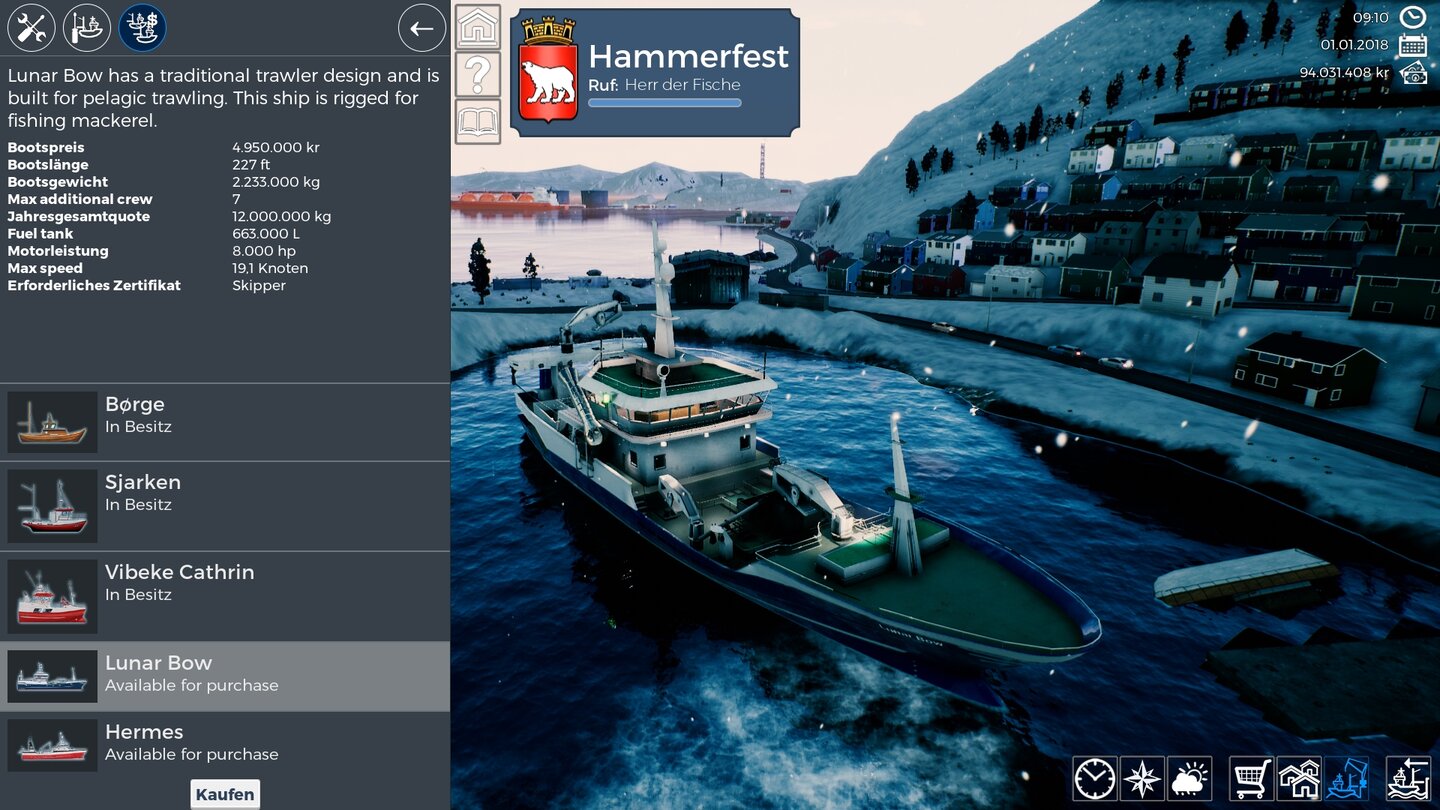Fishing: Barents SeaSchiffskauf: Das zweitgrößte Modell ist auf Makrelenfang spezialisiert.