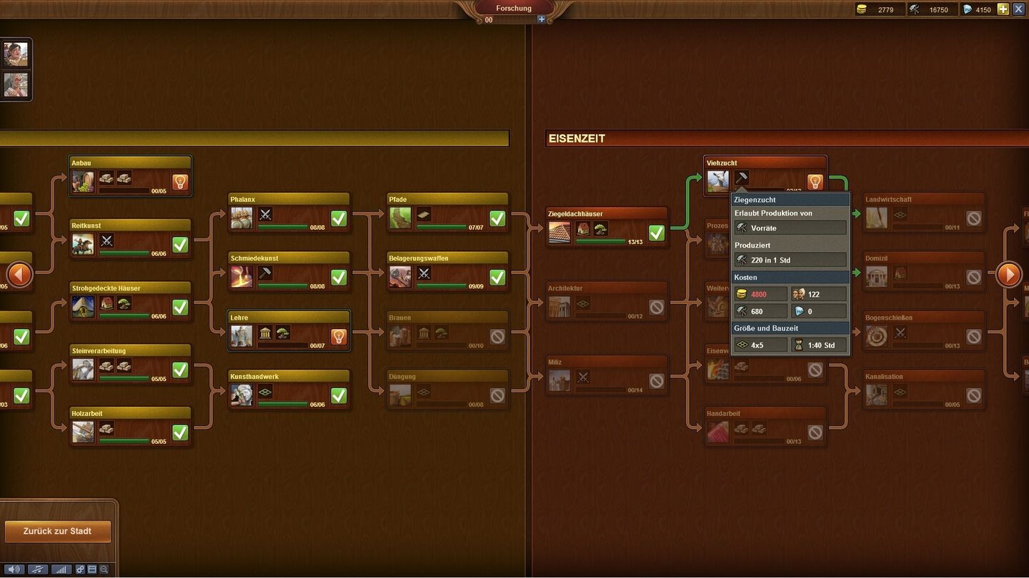 Forge of EmpiresMilitär, Wohngebäude, Produktionsstätten, Erweiterungen: Cleveres Forschen wirkt sich massiv auf Ihr Reich aus.