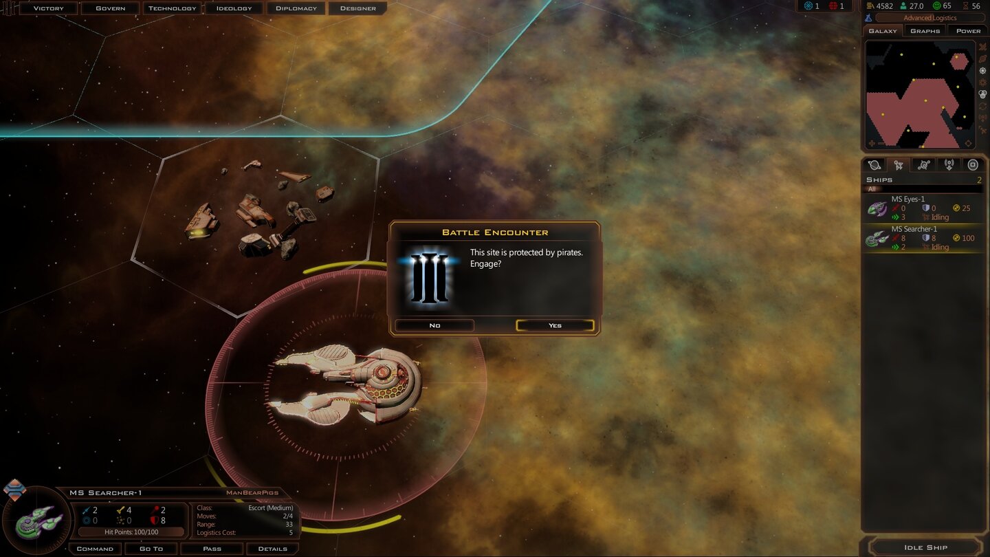 Galactic Civilization 3Mit unseren Scouts sammeln wir wertvolle Artefakte ein - manche sind allerdings gut bewacht.