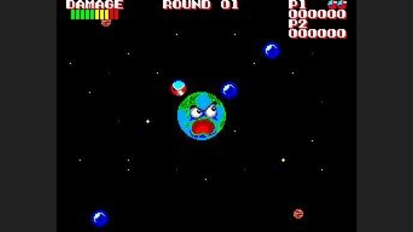 Two blue spheres are going to hit the planet