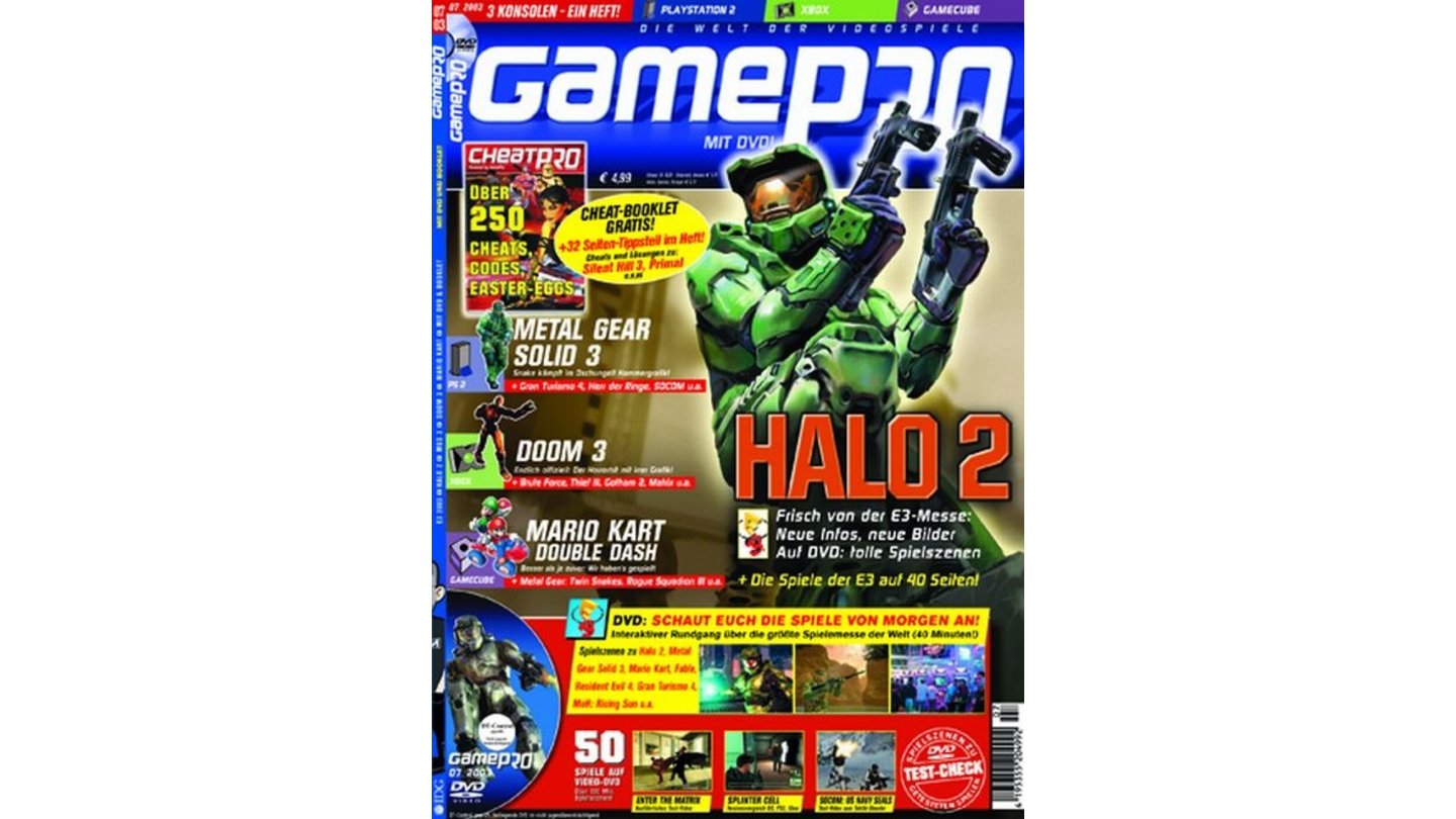 GamePro 07/2003mit Halo 2-Titelstory und Tests zu Def Jam Vendetta, Enter the Matrix und Lost Kingdoms II. Außerdem: Previews zu den Spielen der E3, darunter Beyond Good & Evil, Doom 3, Gran Tourismo 4, Metal Gear Solid 3 und Thief III.
