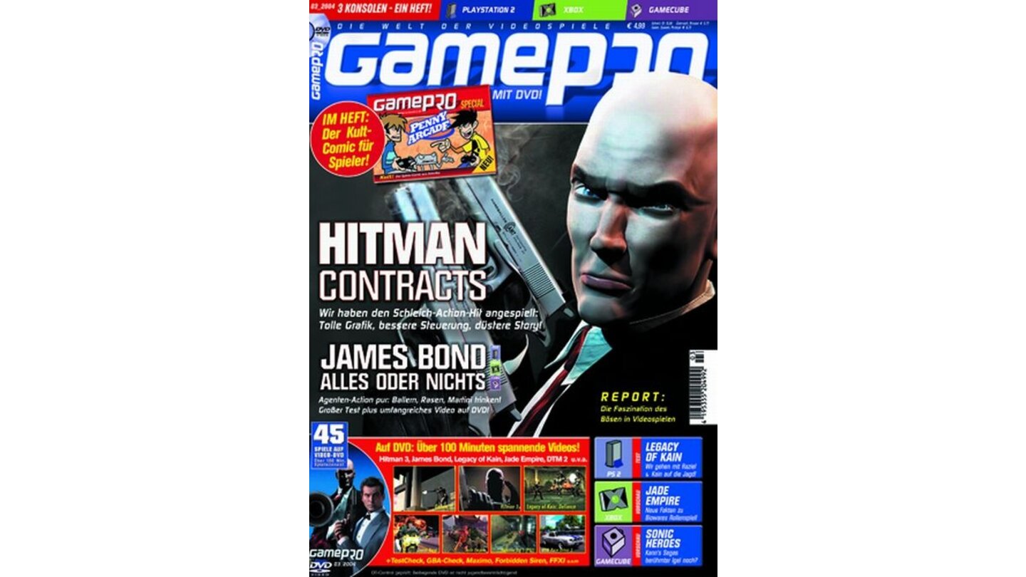 GamePro 03/2004mit Hitman-Titelstory und Tests zu Castlevania, Sonic Heroes und I-Ninja. Außerdem: Previews zu Jade Empire, Rainbow Six 3 und Killer 7.