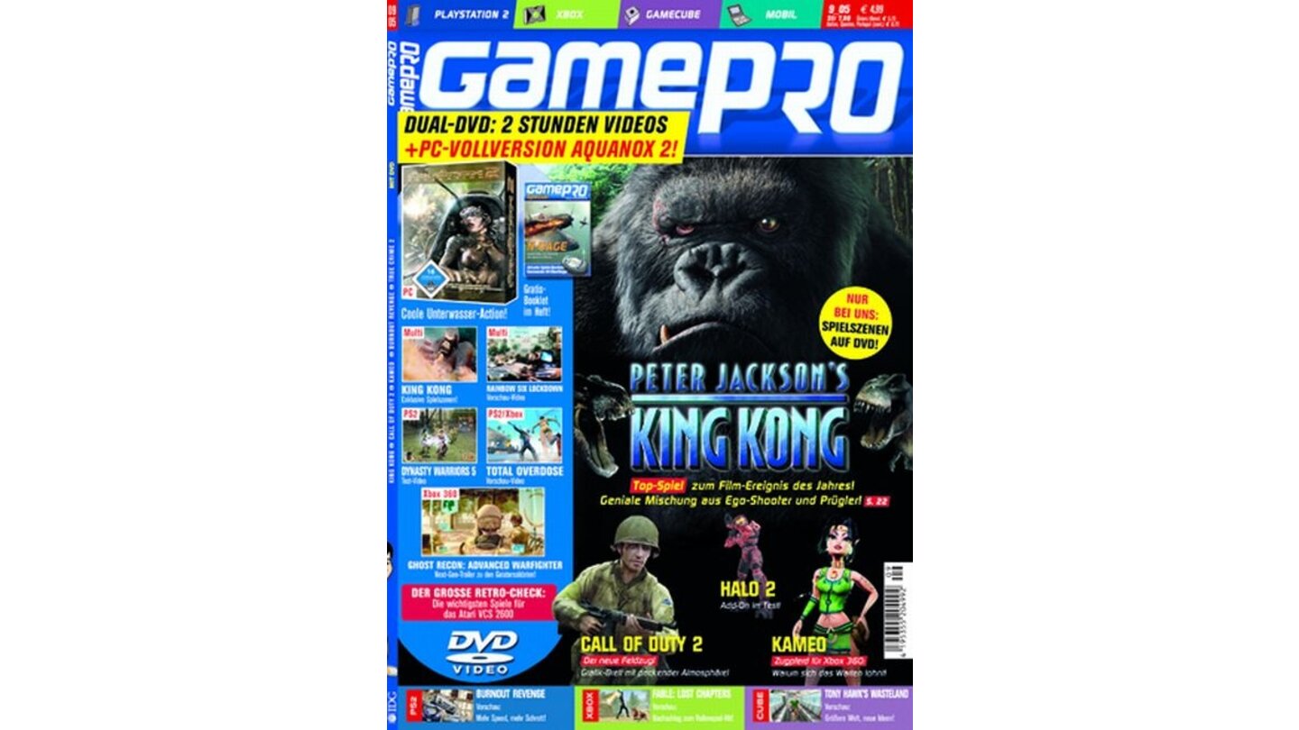 GamePro 09/2005mit King Kong-Titelstory und Tests zu Conker Live & Reloaded und Fantastic 4. Außerdem: Previews zu Fahrenheit, Fable, Gun und True Crime: New York City.