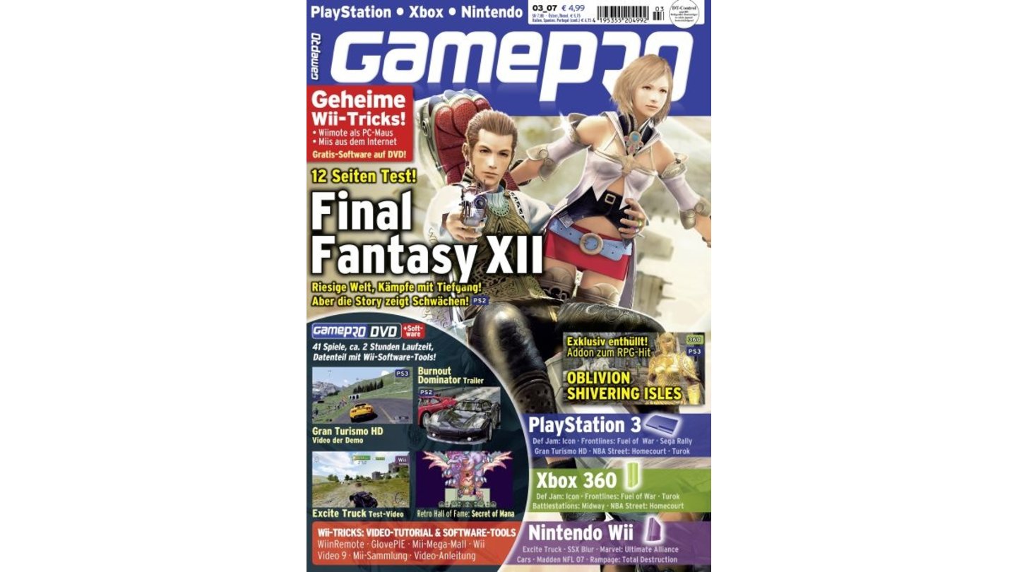 GamePro 03/2007mit Final Fantasy XII-Titelstory und Tests zu Mario Slam Basketball, Pro Evo 6 und Super Fruitfall. Außerdem: Previews zu Dawn of Mana, Gran Turismo HD und Shivering Isles.