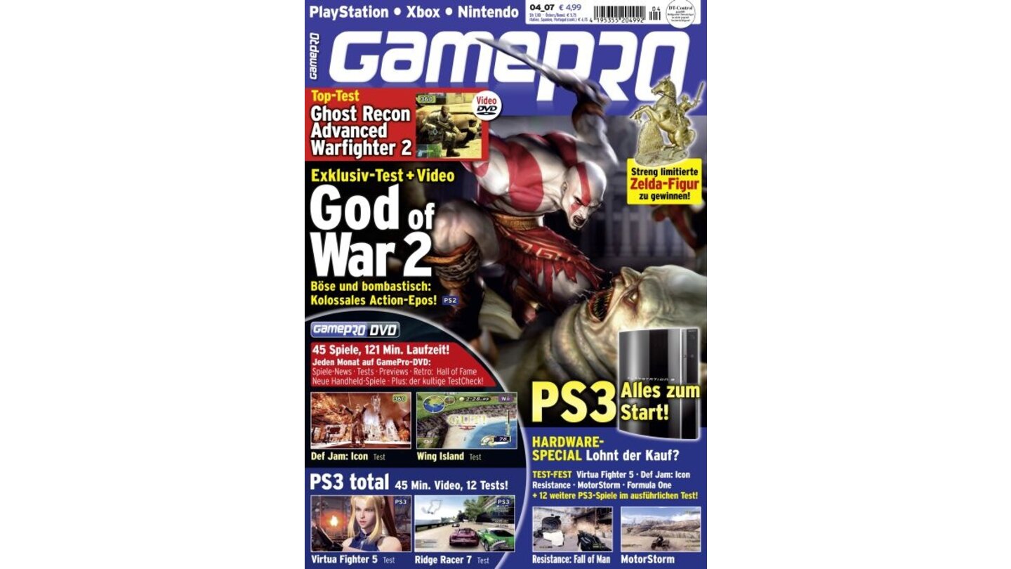 GamePro 04/2007mit God of War 2-Titelstory und Tests zu GTA Vice City Stories, Ghost Recon: Advanced Warfighter 2 und Sid Meier's Pirates!. Außerdem Previews zu Guitar Hero 2, Sacred 2 und The Club.