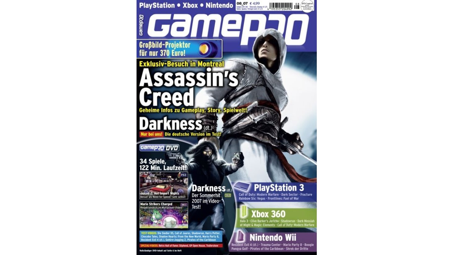 GamePro 08/2007mit Assassin's Creed-Titelstory und Tests zu Call of Juarez, Kirby Mouse Attack und The Darkness. Außerdem: Previews zu Call of Duty 4: Modern Warfare, Fracture und Halo 3.