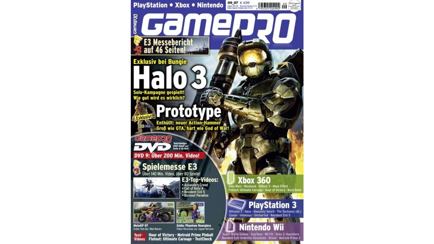 GamePro 09/2007mit Halo 3-Titelstory und Tests zu Scarface, Tenchu Z und The Darkness. Außerdem: Previews zu Conan, Fallout 3 und Mass Effect.