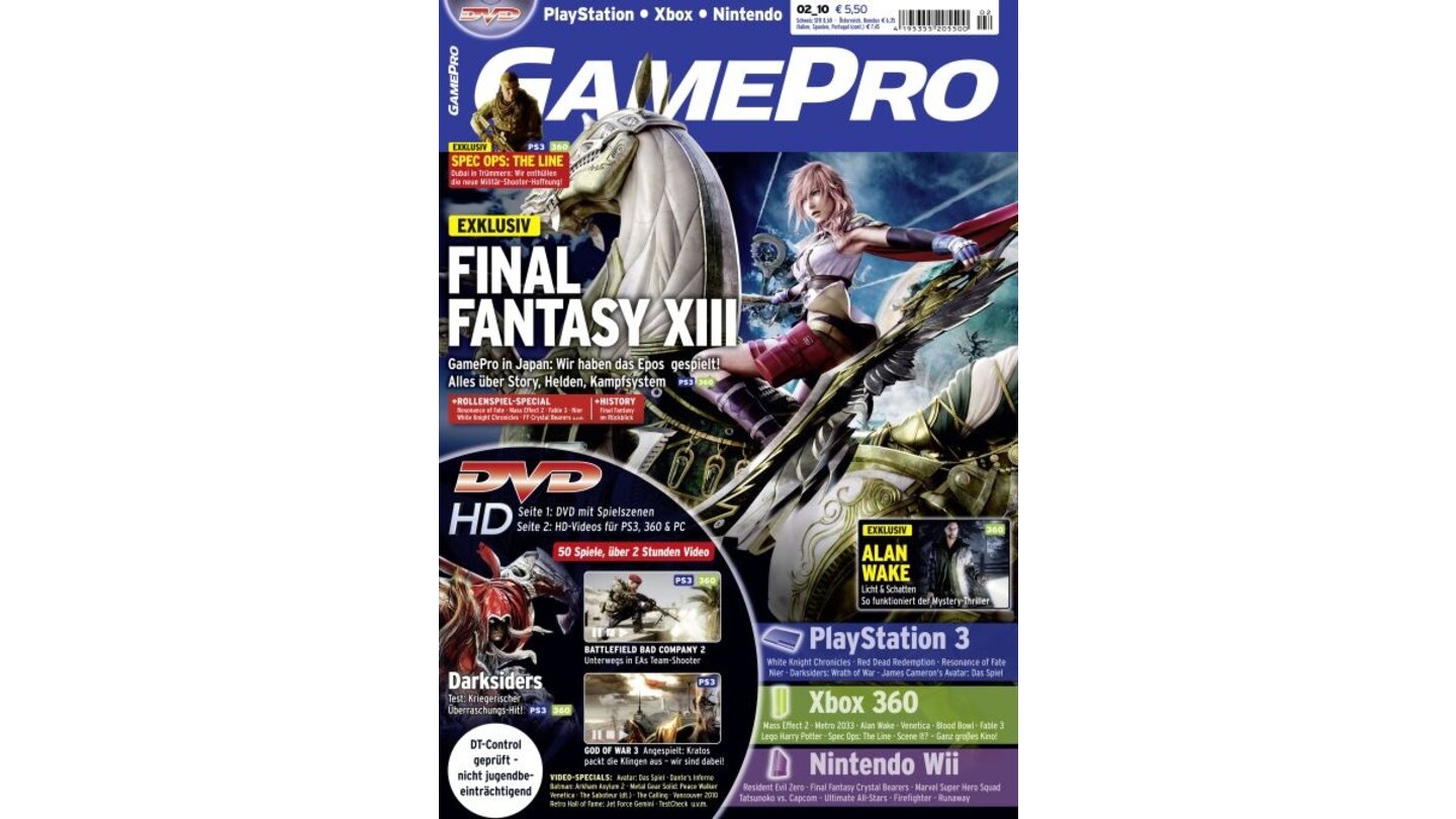 GamePro 02/2010mit Fianl Fantasy XIII-Titelstory und Tests zu Darksiders, Venetica und Avatar. Außerdem: Previews zu Mass Effect 2, Red Dead Redemption und Alan Wake.