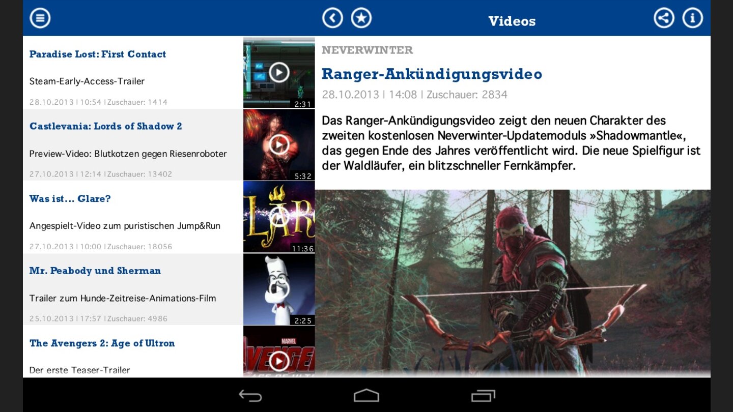 Die neue GameStar-AppAuf Tablets ist das Layout leicht angepasst, das sorgt für mehr Übersicht und Bedienkomfort.