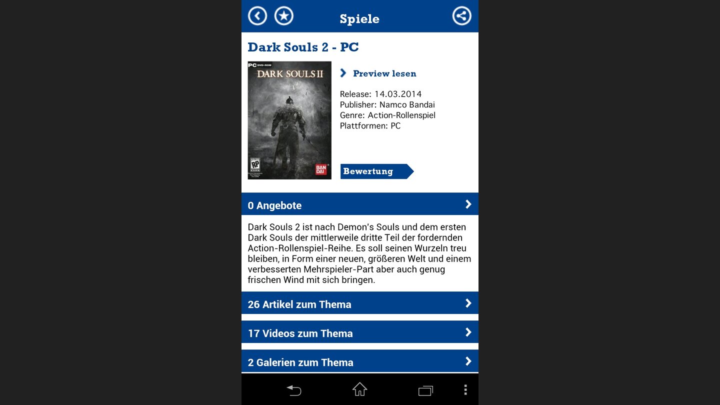 Die neue GameStar-AppDie Spiele-Übersicht unserer Datenbank zeigt alle wichtigen Informationen zu einem Titel.