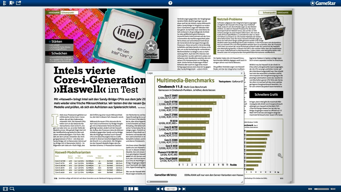 Besonders hilfreich beim Lesen auf Tablet oder Smartphone ist die Lupen-Funktion, die auch Kästen mit vielen Infos lesbar macht.