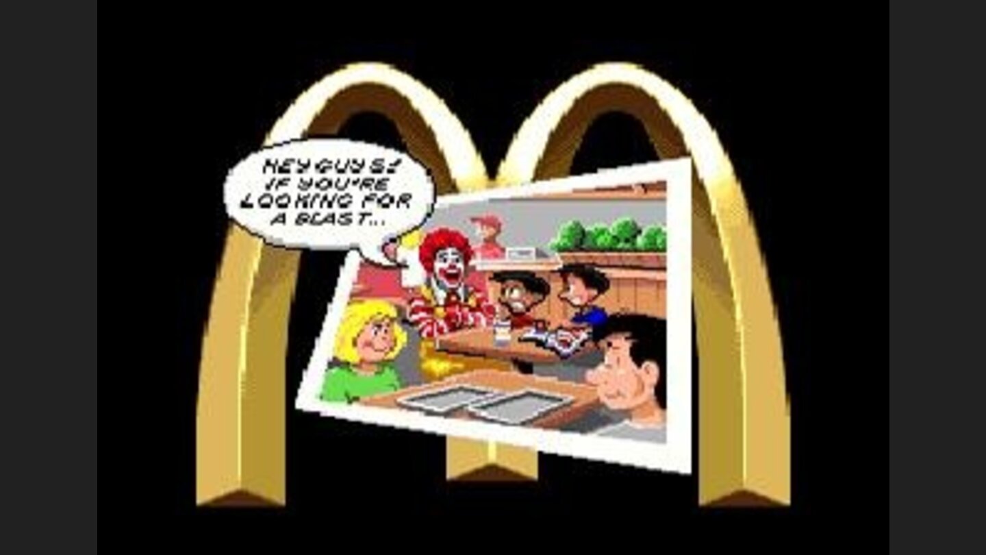 Ronald McDonald throws Mick + Mack into their favourite comic: Global Gladiators.
