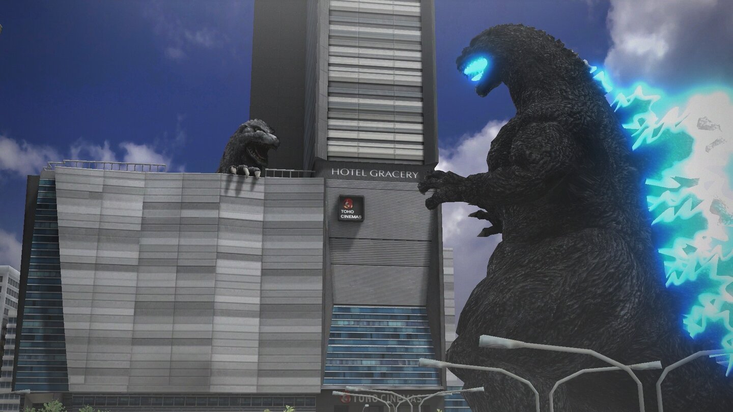 GodzillaGodzilla bereitet seinen Energiestrahl vor.