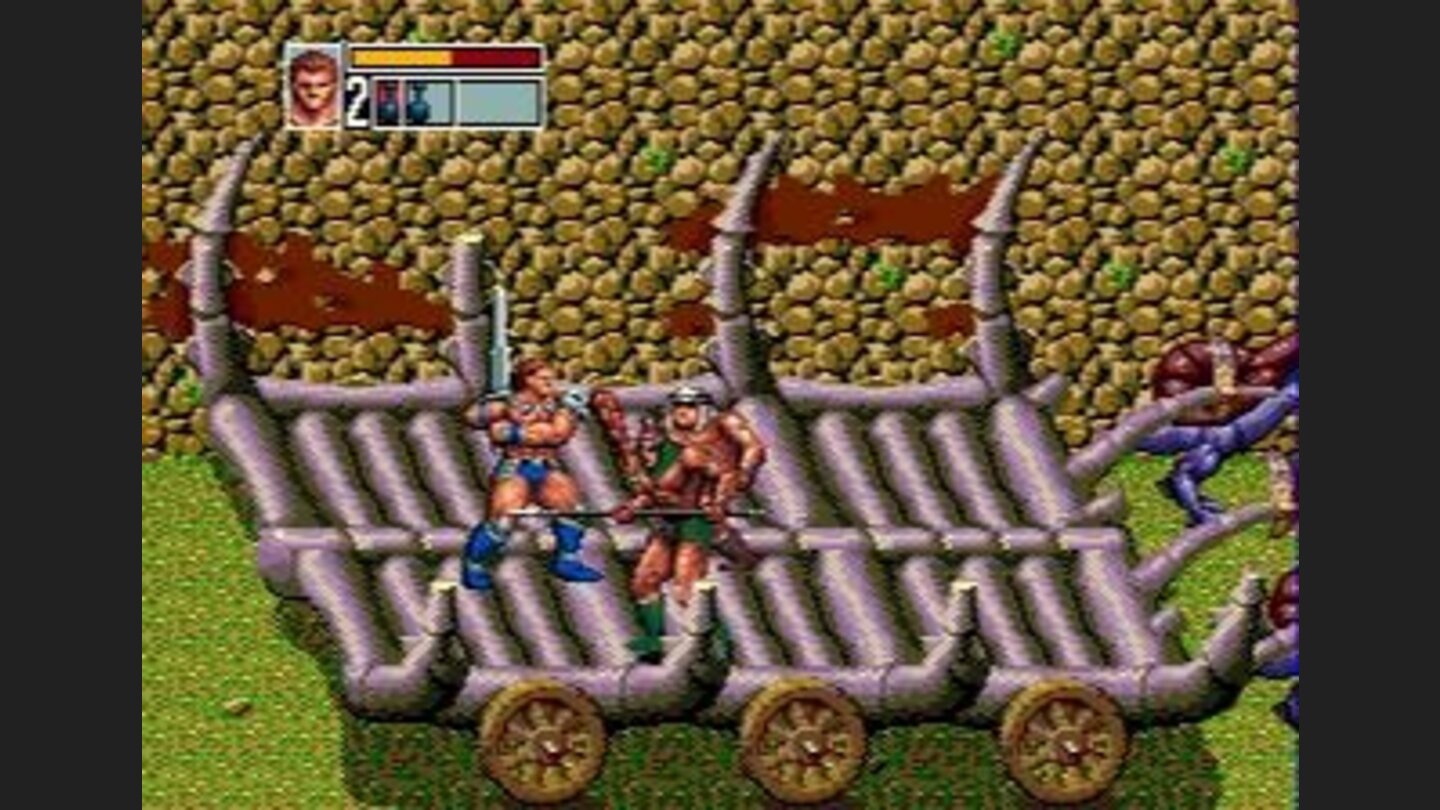 Riding a carriage and fighting