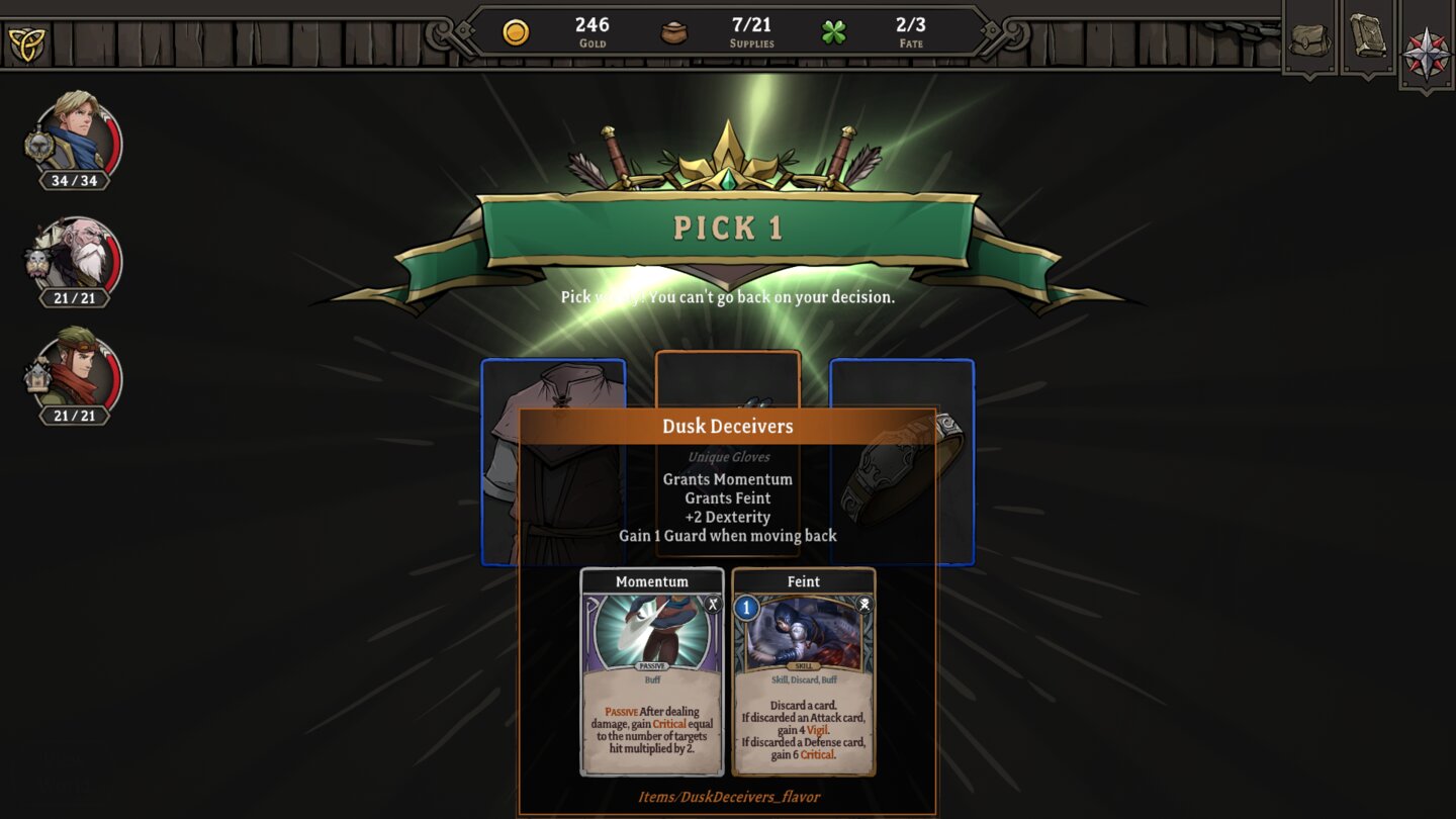 Gordian QuestUnique Items verleihen unseren Helden besondere Karten.