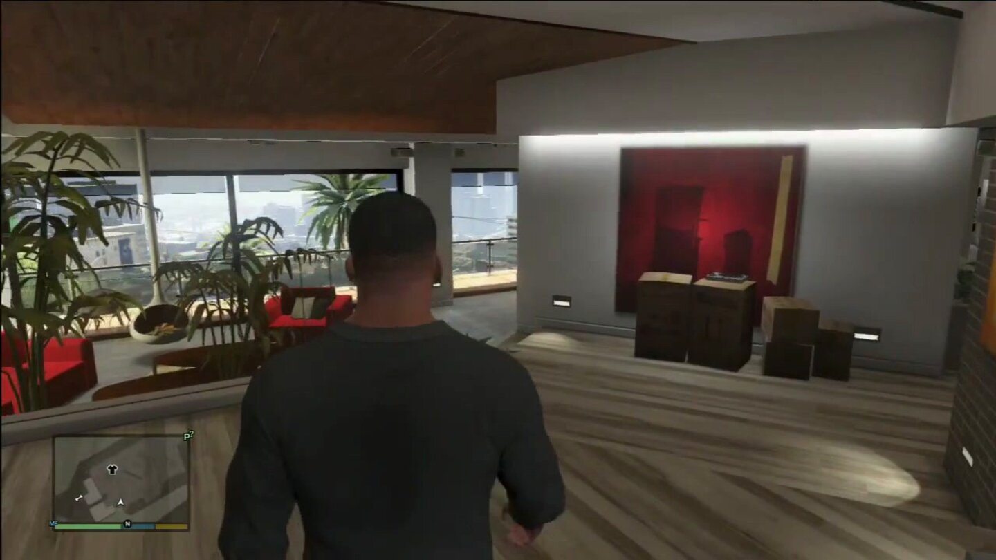 GTA 5 – Umzug
Nach Franklins Umzug in seine neue Wohnung stehen dort zu Beginn einige Umzugskartons rum. Je mehr Zeit vergeht, desto weniger Kartons sind zu sehen, bis nach einer Weile überhaupt keine mehr zu finden sind.