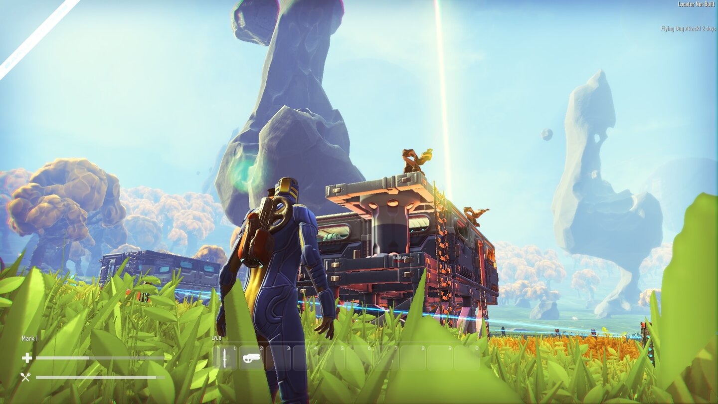 Grav
Wer will, das seine Basis die Angriffe von Aliens und Mitspielern übersteht, baut Laserzäune und Automatikgeschütze zur Verteidigung.