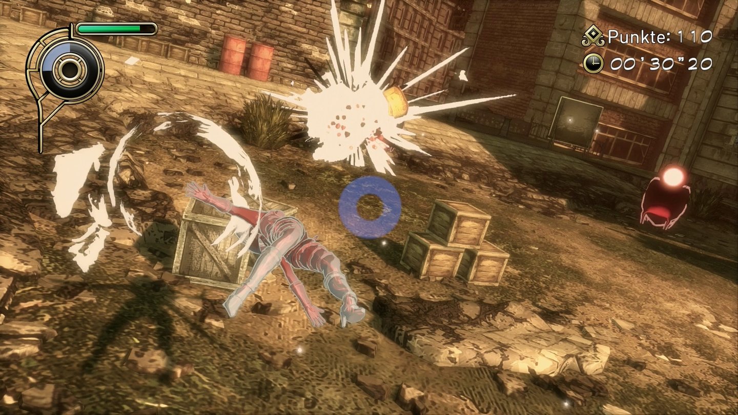 Gravity Rush RemasteredMit dem Stasisfeld können wir Umgebungsobjekte anheben und auf Gegner werfen. Das ist jedoch selbst auf der PS4 fummelig.