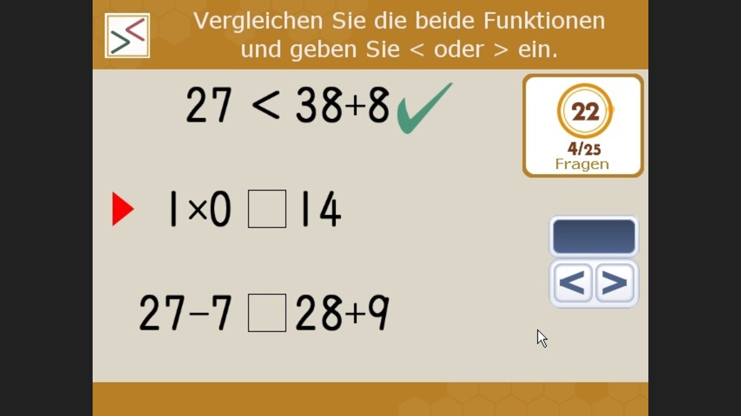 Größerkleiner: Fügen Sie das richtige Rechenzeichen ein.