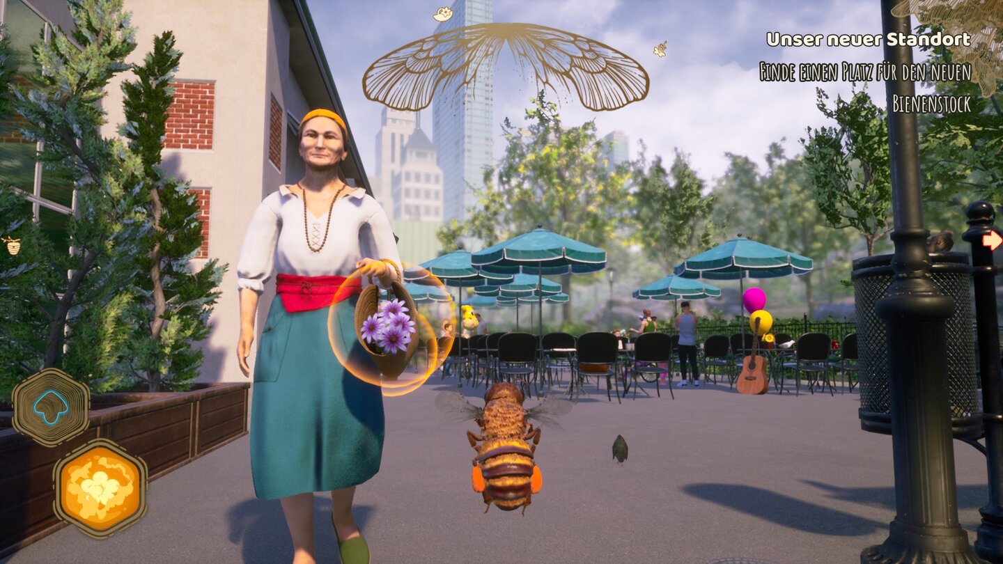 Im Bee Simulator gibt es Pollen unterschiedlicher Güteklasse. Die Blumen dieser Frau liefern »epischen« Pollen, den müssen wir haben!