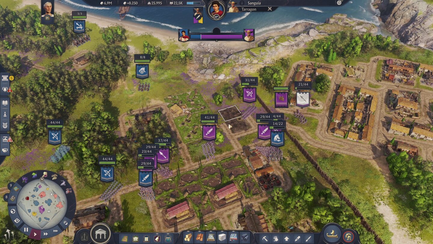 Meine wackeren Legionäre halten die ausfallenden Soldaten von meinen Onagern fern, damit diese den Wall der Siedlung einreißen.