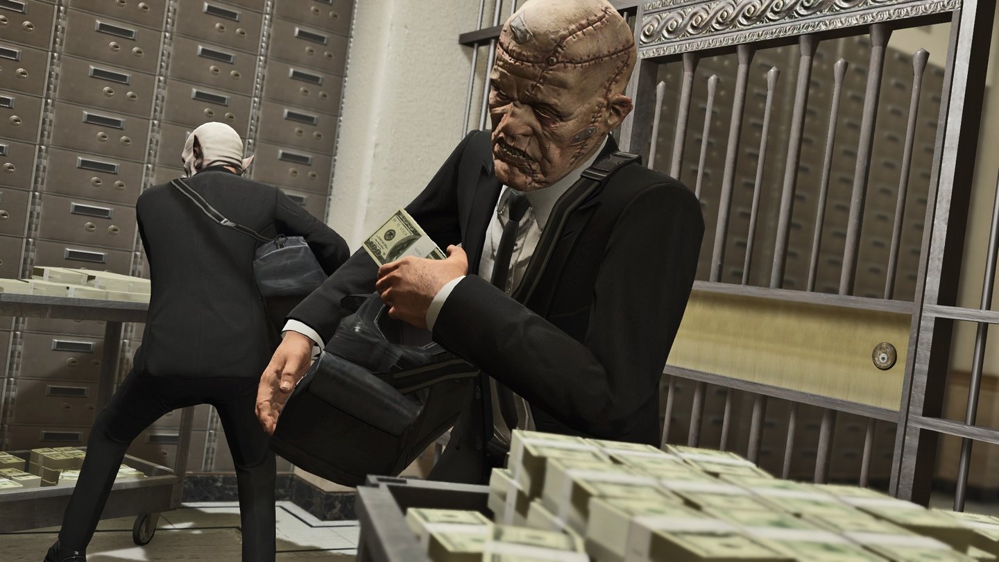 GTA Online - HeistsBeim Geldeinsacken ist Eile geboten, denn die Polizei kann jeden Moment aufkreuzen.