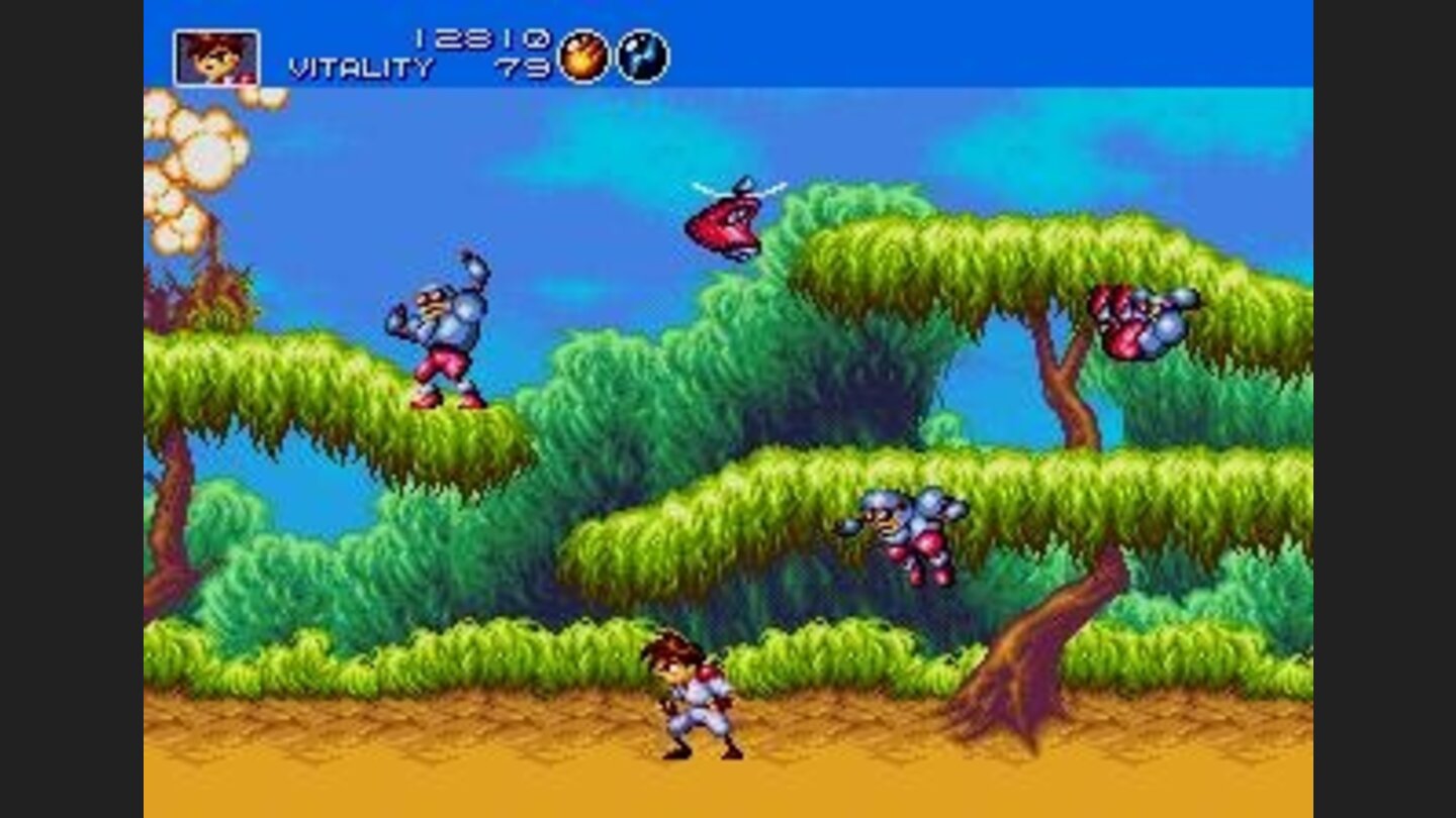 a range of enemies attack from all sides of the level