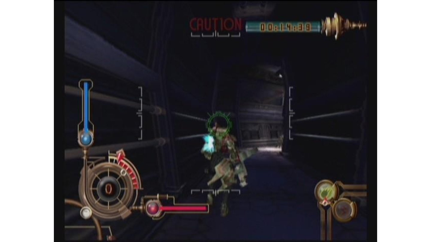 Saburouta Mishima using his booster to zoom through hallways