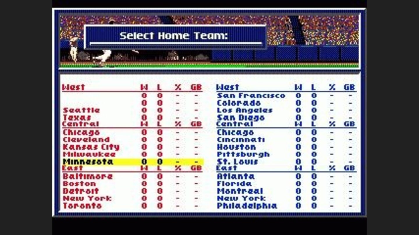 Team selection screen