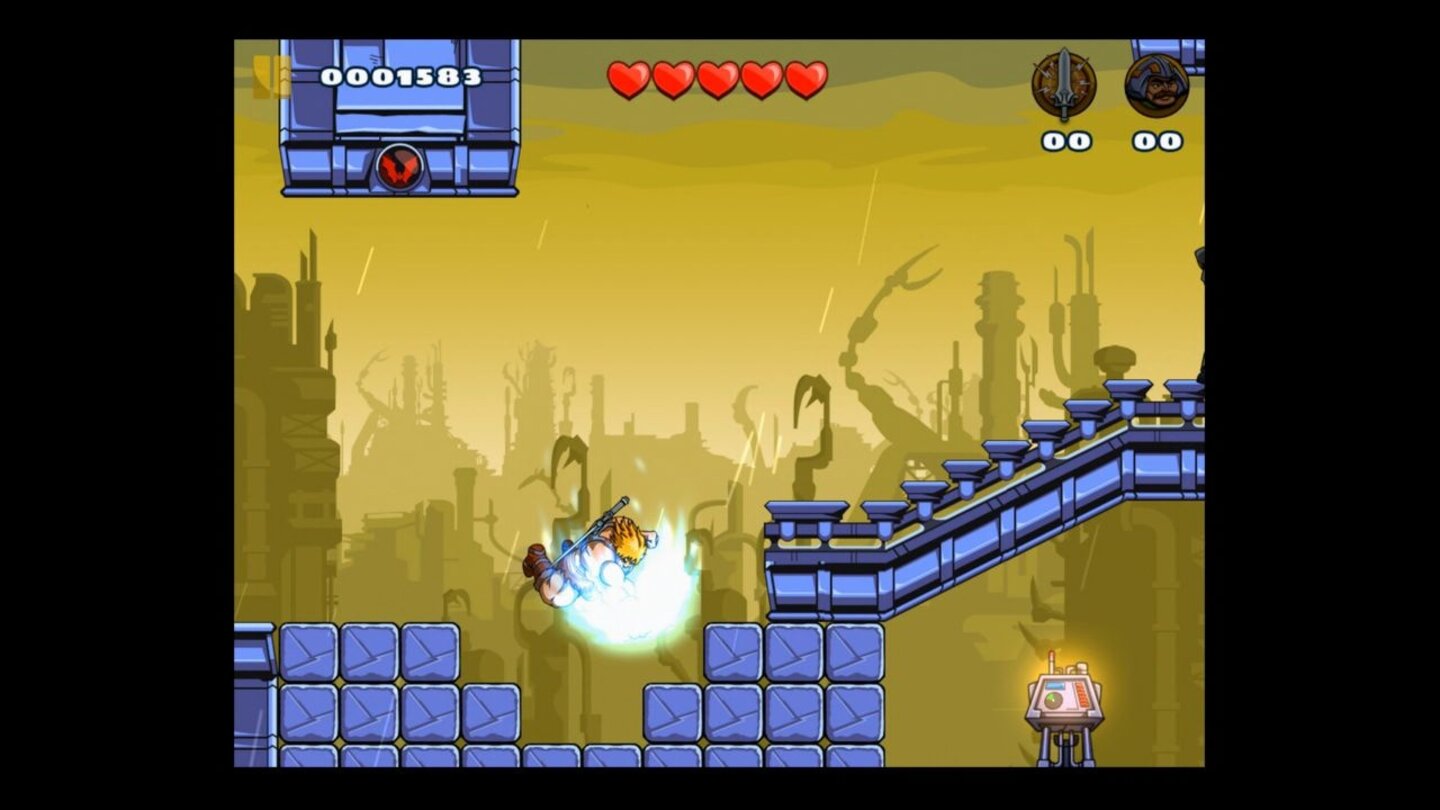 He-Man: The Most Powerful Game in the UniversePer Schlag aus der Luft zerbricht man bestimmte Bodenplatten, um Geheimwege zu entdecken.
