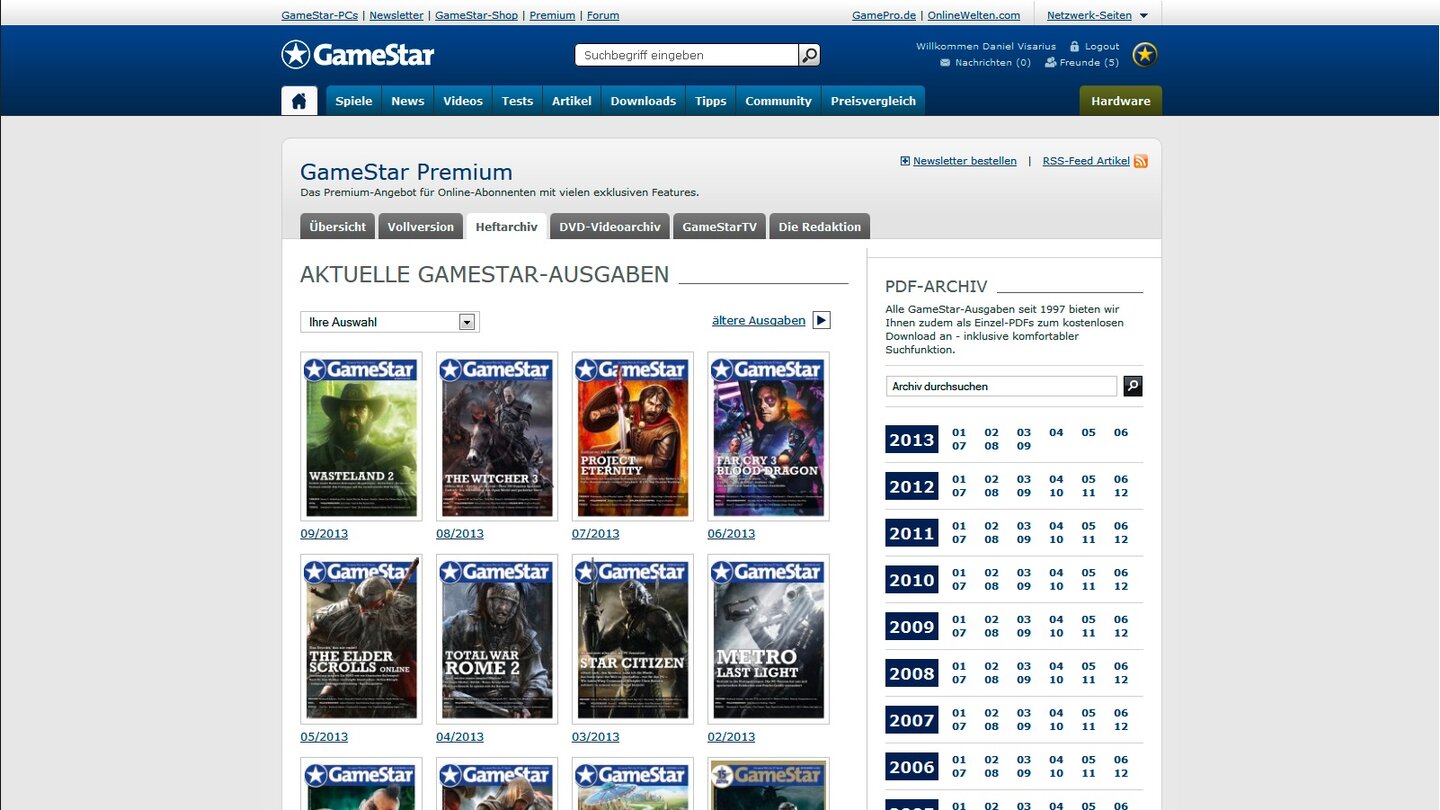Das Heftarchiv lässt sich gezielt nach Ausgaben oder Artikel durchsuchen. Mit einem Klick auf die Cover öffnet sich sofort der Blätterkatalog der jeweiligen Ausgabe.
