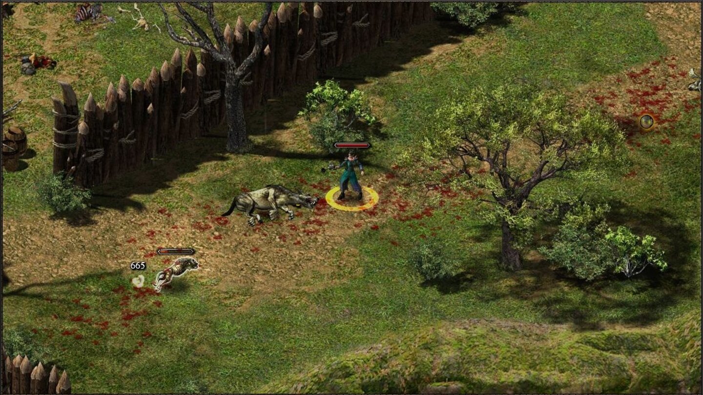 HellbreedScreenshots zur Charakterklasse der Jägerin, die als Fernkämpferin auch Wölfe oder Bären als Helfer beschwören kann oder sich selbst in einen Werwolf verwandelt.
