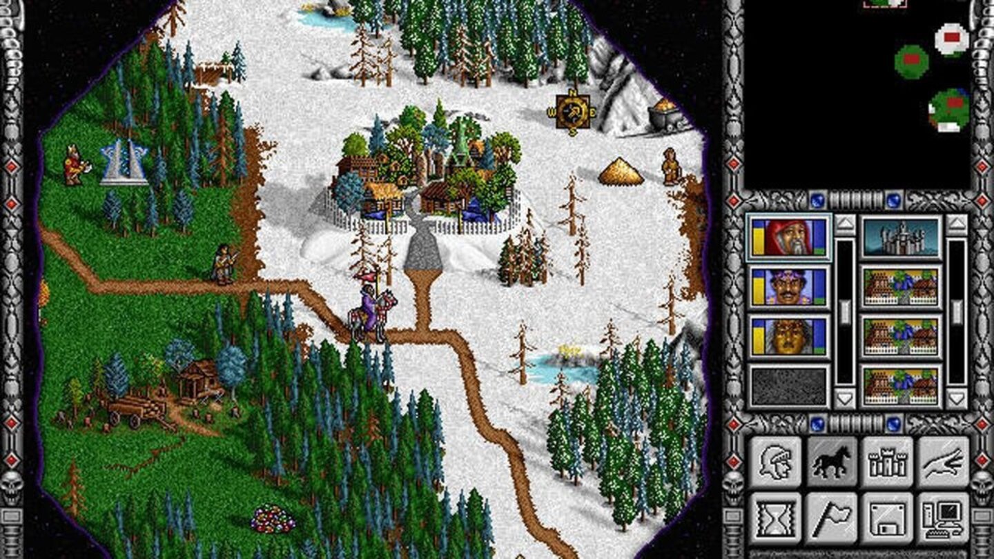 Heroes of Might and Magic 2 (1996)Schon ein Jahr später erscheint der Nachfolger, der aber nicht viel ändert. Ein paar neue Truppen und Kreaturen haben Premiere, außerdem gibt’s nun sechs Klassen: Ritter, Zauberin, Magier auf der guten Seite, sowie Barbar, Nekromant und Warlock auf der bösen. Alle Fraktionen bekommen zudem eine hervorragende Musikuntermalung (teilweise mit Gesang!) Etwa »Also sprach Zarathustra«, das spätestens seit »2001 – Odyssee im Weltraum« auch Klassik-Ignoranten kennen dürften.