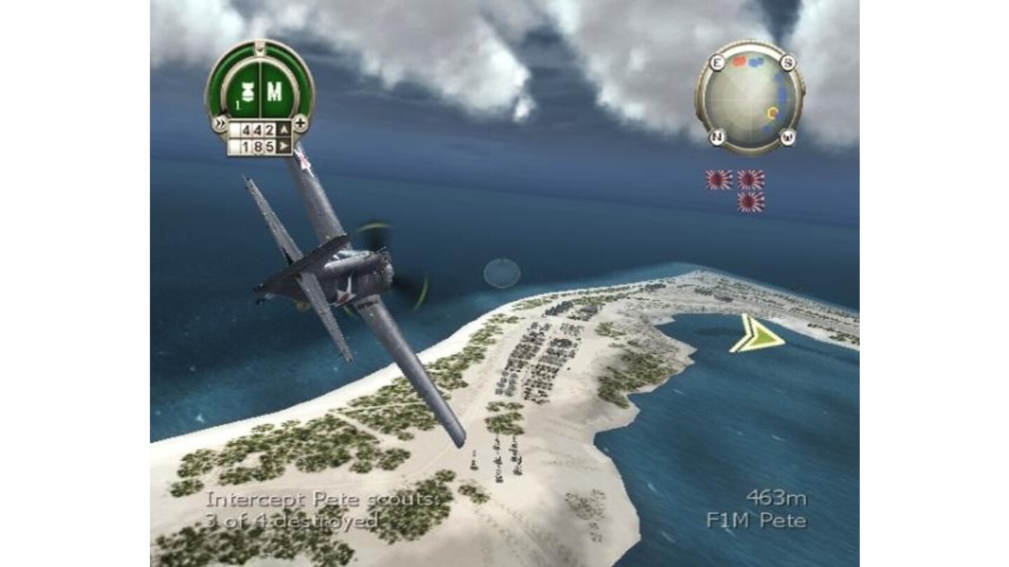 Wildcat over the Wake Island base