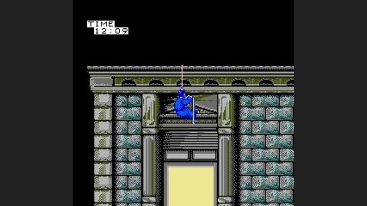 The team on the roof scales down the side of the building looking for an empty room