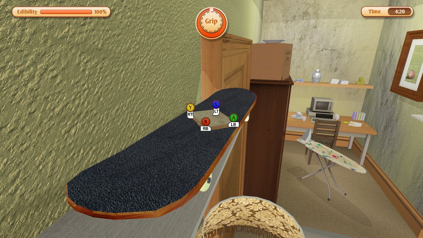 I am BreadDas Bügelbrett ist das Ziel! Ob das Brot wohl auf dem Skateboard rüberschanzen kann?