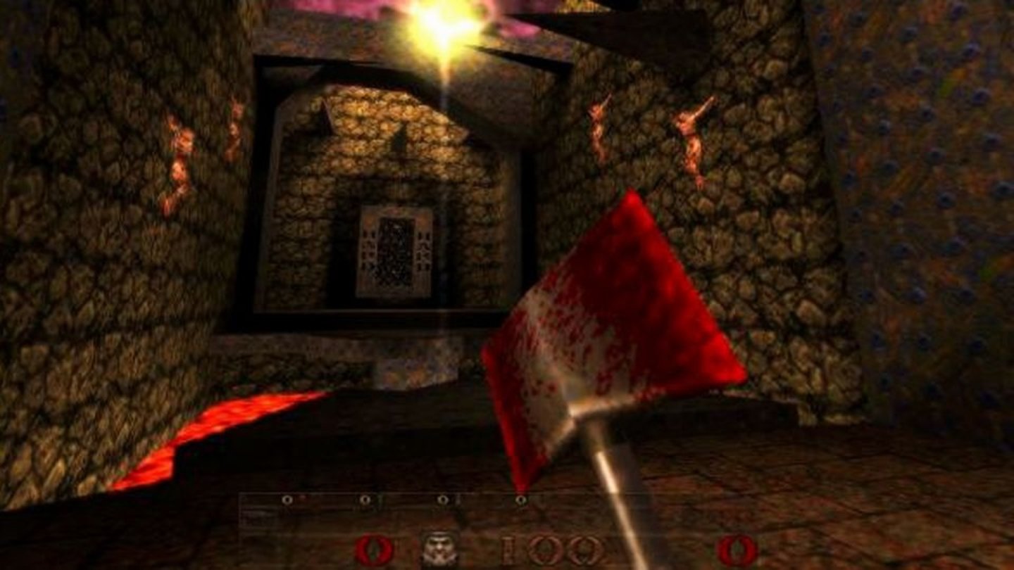 Quake (1996) 1996 erscheint der erste Teil der Quake-Reihe für die Sega Saturn, den N64 und den PC. Wir bekämpfen in der Rolle des namenlosen Rangers aus der Ego-Perspektive eine dämonische Macht, die eine Militärbasis überrannt hat. Der Einzelspieler gliedert sich in vier Episoden, die den bekannten Shooter-Mechanismen folgen – wir erledigen Monster und suchen auf unserem Weg zum Ausgang Schalter und Schlüssel für verschlossene Türen. Der Multiplayer-Modus mit einer Koop-Kampagne und Deathmatch-Gefechten ist vor allem für sein neuartiges Bewegungssystem bekannt (Bunny Hopping, Strafing, Rocket Jumps). 1997 werden die Erweiterungen Scourge of Armagon, und Dissolution of Eternity veröffentlicht. Die Indizierung von Quake in Deutschland ist mittlerweile aufgehoben.