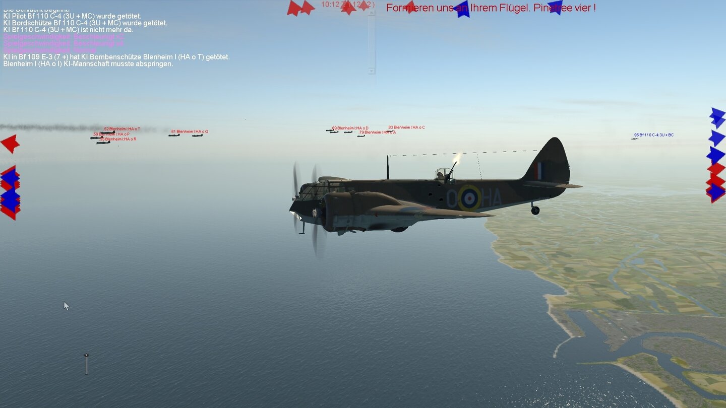 IL-2 Sturmovik: Cliffs of DoverBritische Blenheim-Bomber über Calais. Doch die Messerschmitts sind auch schon da.