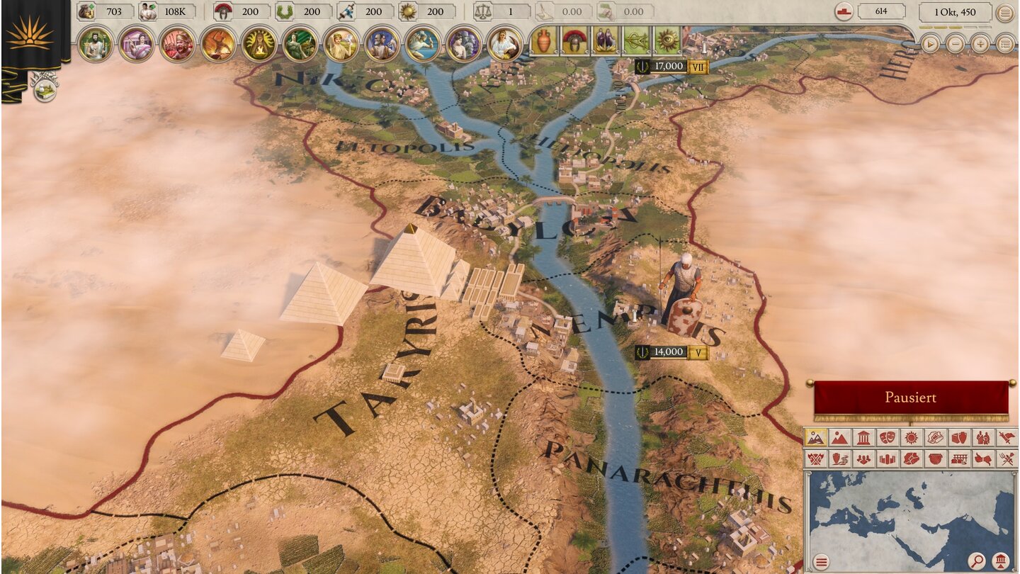 Imperator: RomeAus nächster Nähe erkennen wir alle Details der Landschaft – hier sogar die Pyramiden am Nil.