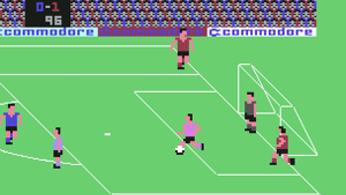 International Soccer (1983)Andrew Spencers C64-Hit vereinfacht das Regelwerk, ist dafür aber erstklassig spielbar und bietet schon satte neun Schwierigkeitsgrade. Ein wichtiger Schritt fürs Genre.