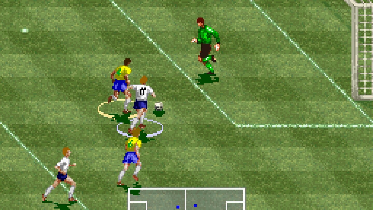 International Superstar Soccer (1994)Der Auftakt der ISS-Reihe auf dem Super Nintendo ist vor allem spielerisch ein Genuss, beeindruckt aber auch mit neuartigen Details wie Rückennummern auf den Trikots.
