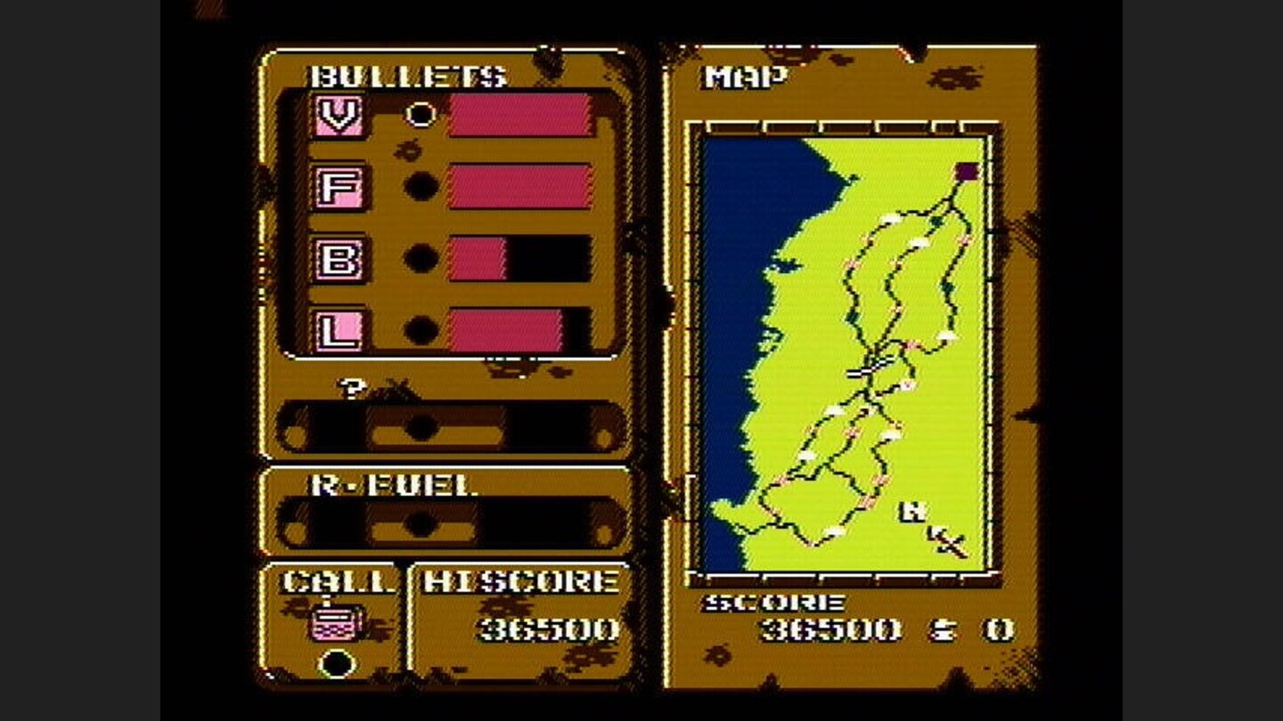 The map and status screen